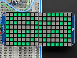 16x8 1.2" LED Matrix + Backpack - Ultra Bright Square Green LEDs