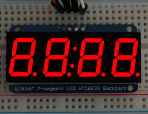 Adafruit 0.56" 4-Digit 7-Segment Display w/I2C Backpack - Red