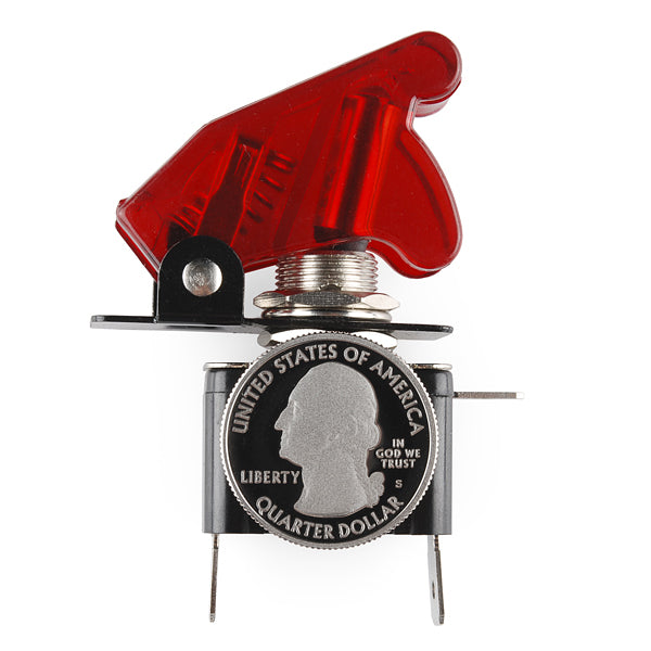 Red Rocker Switch Cover Toggle Switch and Cover - Illuminated (Red) - Elmwood Electronics
