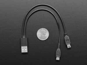USB cable - 8" A to Mini B Charging and Micro B Data