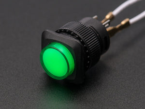 16mm Illuminated Pushbutton - Green Latching On/Off Switch