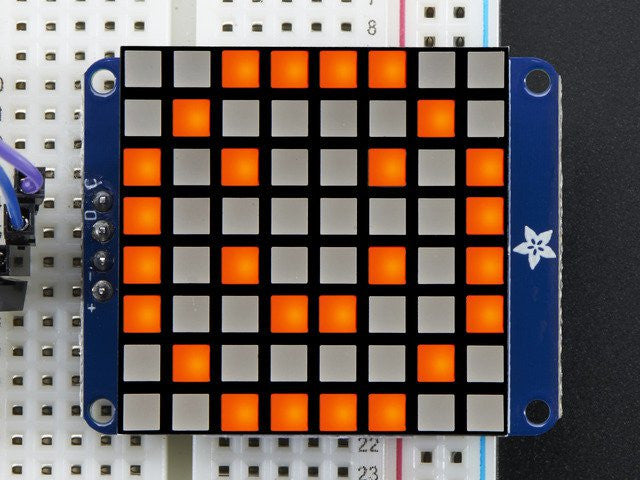 Small 1.2" 8x8 Ultra Bright Square Amber LED Matrix + Backpack