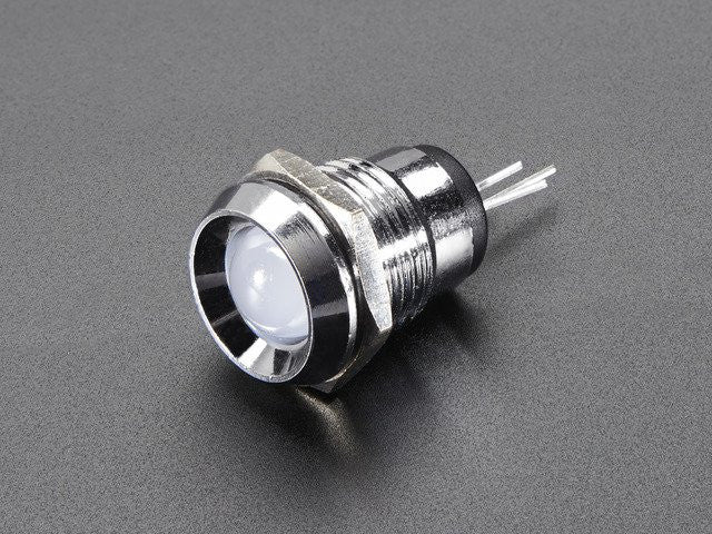 8mm Chromed Metal Wide Bevel LED Holder - Pack of 5