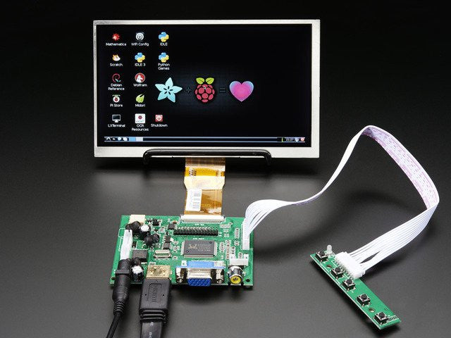 HDMI 4 Pi: 7" Display no Touchscreen 1024x600- HDMI/VGA/NTSC/PAL