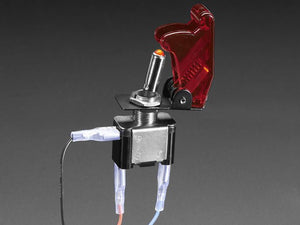 Illuminated Toggle Switch with Cover - Red
