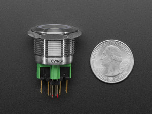 Rugged Metal Pushbutton - 22mm 6V RGB Momentary