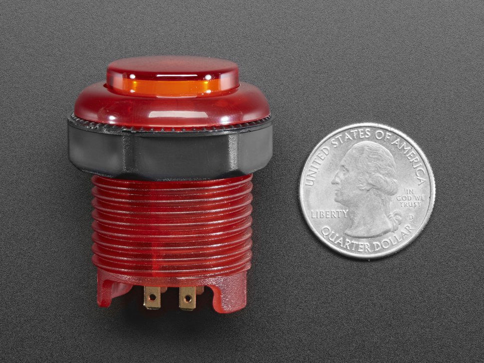 Arcade Button with LED - 30mm Translucent Red - Elmwood Electronics