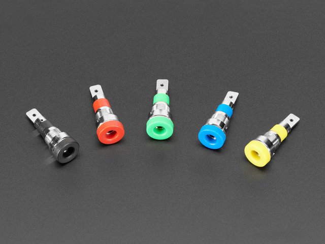 Panel-Mount Banana Jacks 4mm - Pack of 5 Multi-Color