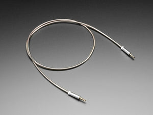3.5mm Stereo Male/Male Audio Cable - Silver Metal - 1 meter long