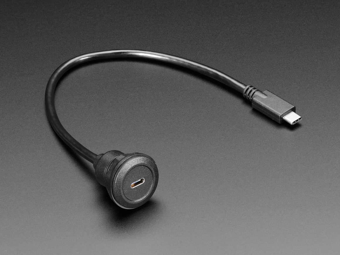 USB C Round Panel Mount Extension Cable - 30cm