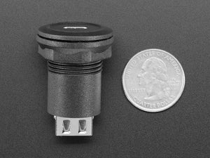 USB C Jack to USB A Jack Round Panel Mount Adapter