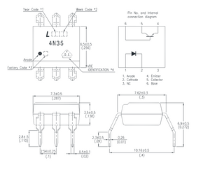 Optoisolator Transistor with Base Output 4N35