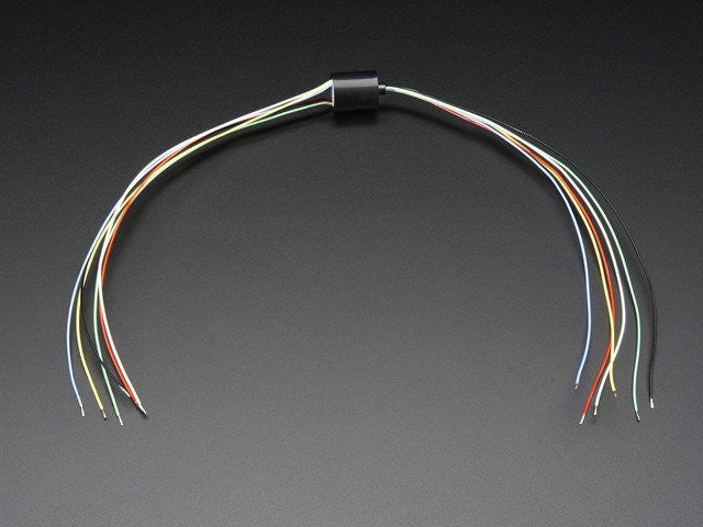 Miniature Slip Ring - 12mm diameter, 6 wires, max 240V @ 2A