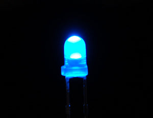 Diffused 3mm LED- Red, White or Blue, 25 pack