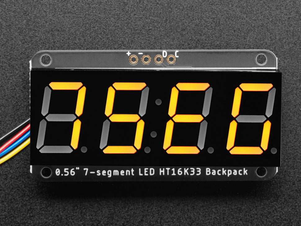 Yellow 7-segment clock display - 0.56" digit height