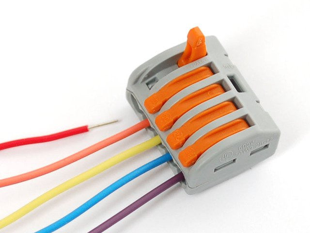 Snap-action 5-Wire Block Connector (12-28 AWG) - Pack of 3