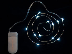 Wire Light LED Strand - 12 Cool White LEDs + Coin Cell Holder