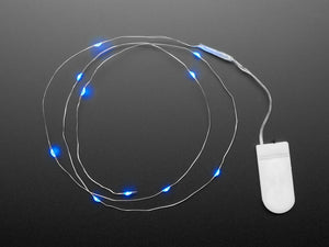 Wire Light LED Strand - 12 Blue LEDs + Coin Cell Holder