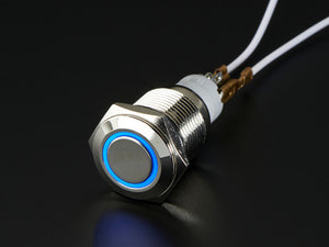 Rugged Metal On/Off Switch with Blue LED Ring